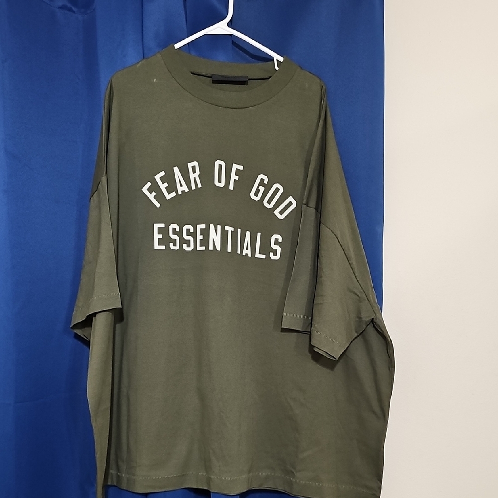 Fear of God Essentials Olive Short Sleeve Logo Tee